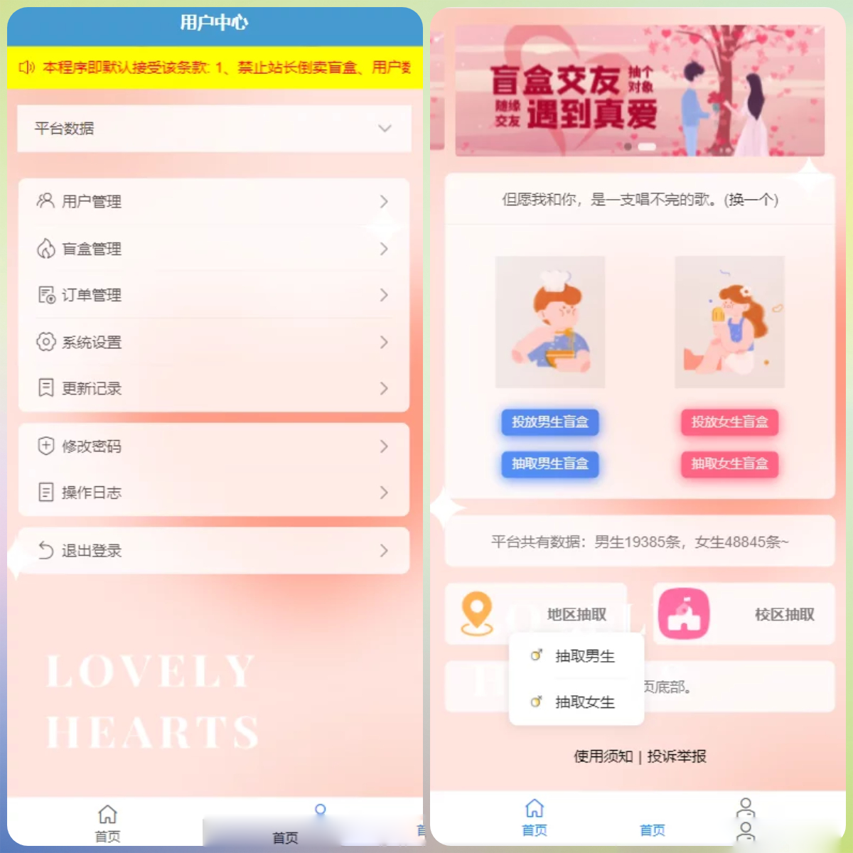 java美化版交友盲盒月老盲盒恋爱盲盒 java美化版交友盲盒月老盲盒恋爱盲盒