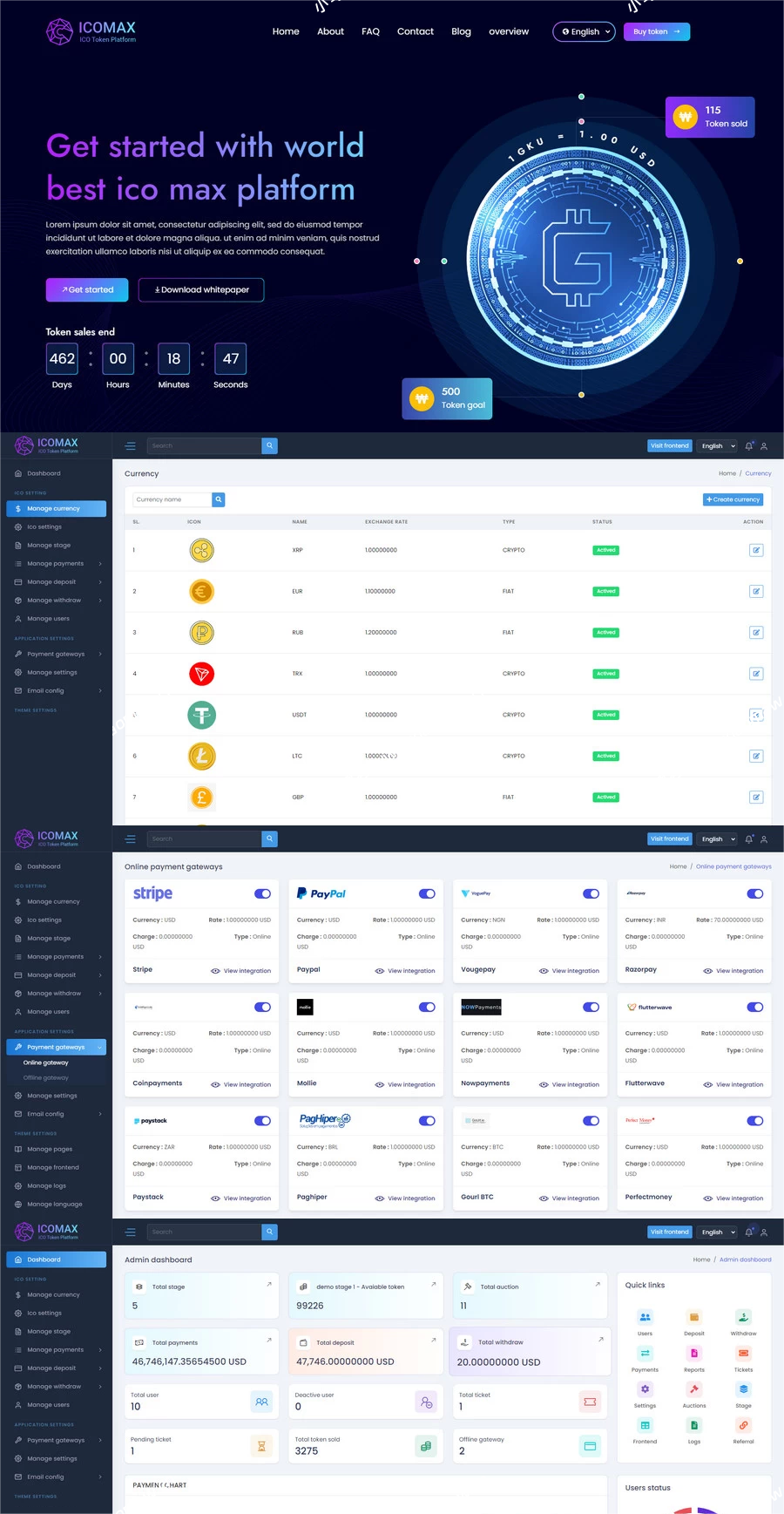 区块链虚拟币代币销售拍卖平台,加密货币全方位数字资产交易平台 - 鹿快