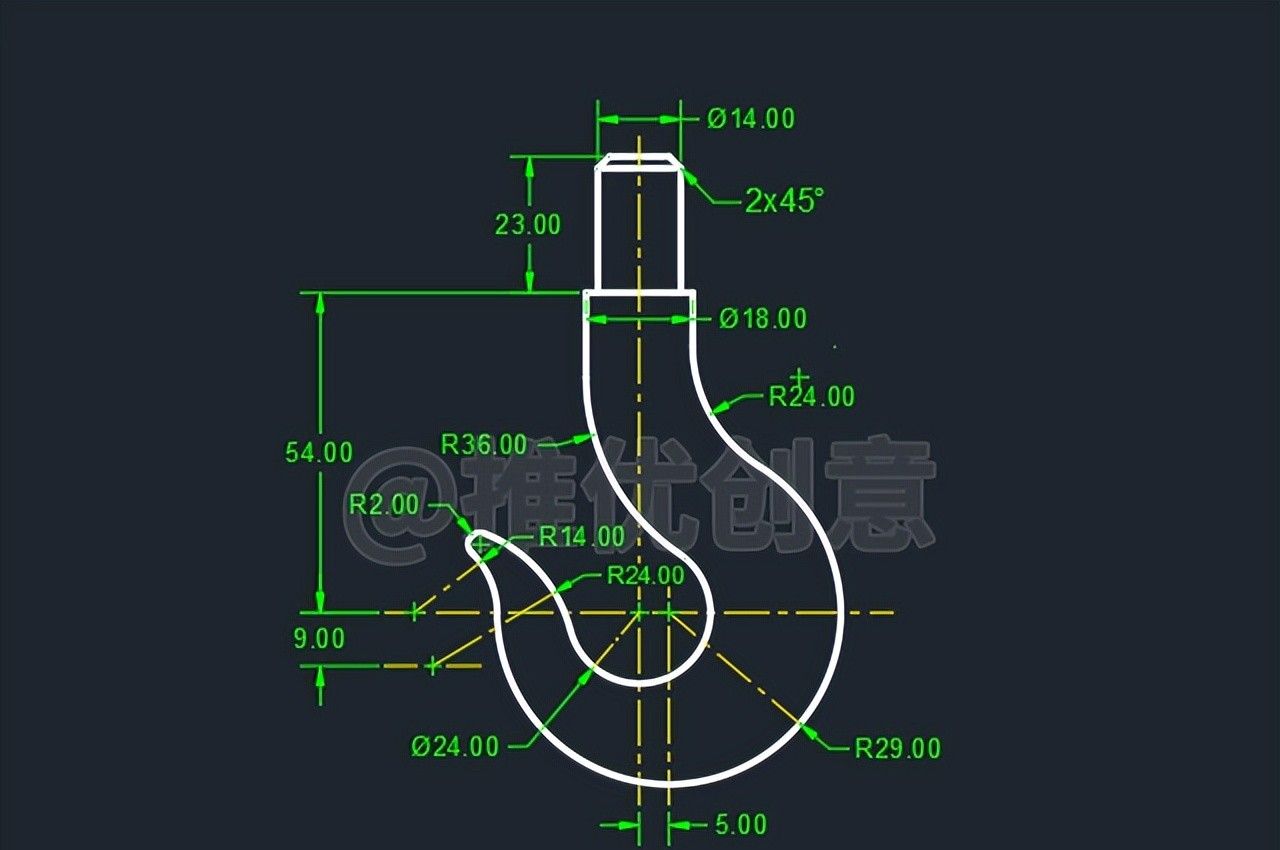 绘制三维吊钩（上） 三维建模 cad画图教程 工程制图 autocad CAD习题 - 鹿快