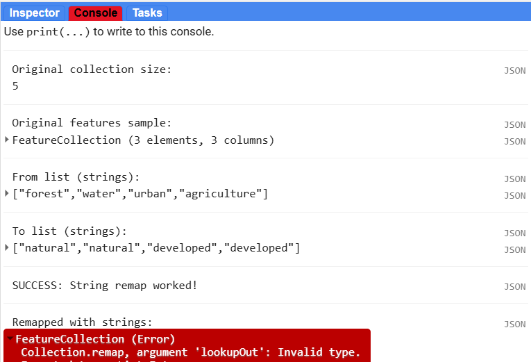 GEE错误：FeatureCollection.remap()方法的一个文档与实际行为不符的问题 - 鹿快