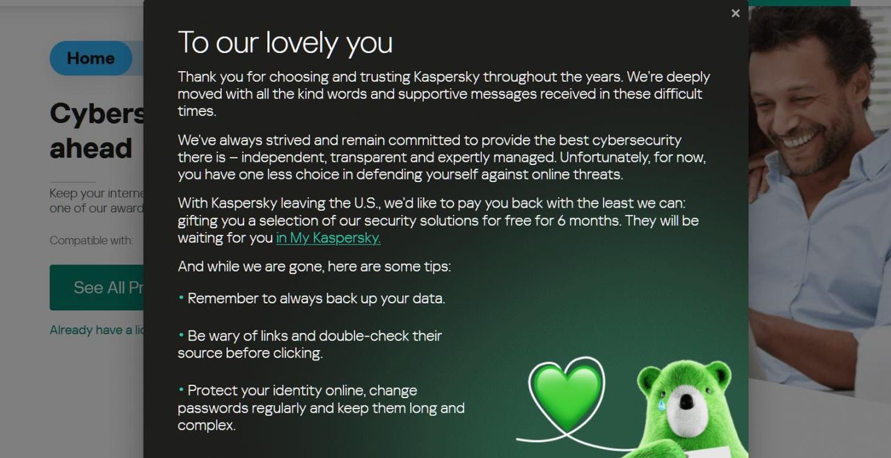 宁可人负我,不可我负人,卡巴斯基宣布向美客户赠送“临别福利”