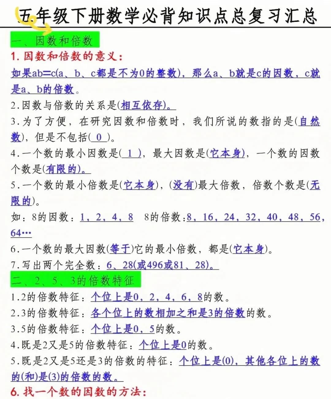 五年级数学下册冲98+必看：超全考点“避坑”指南吃透这篇稳了