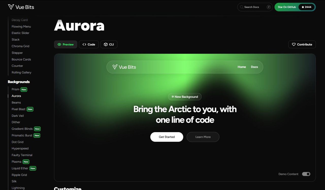 推荐一款开源免费的动画组件库,Vue-Bits,动画丝滑又好看