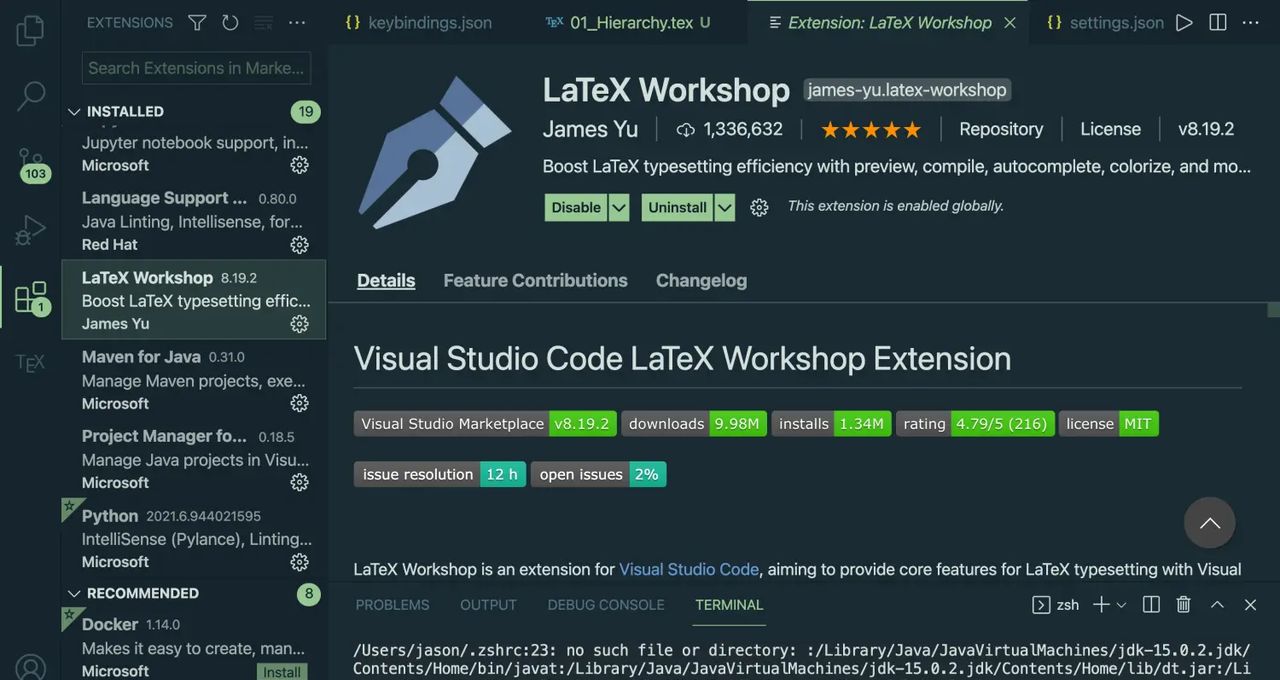 macOS 配置 LaTeX ( MacTeX + VScode + Skim )