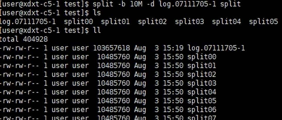 linux文件分割命令split