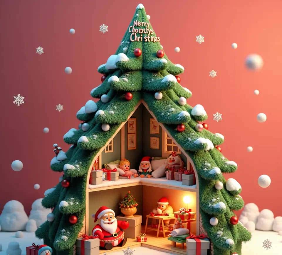 AI关键词分享|c4d圣诞树海报