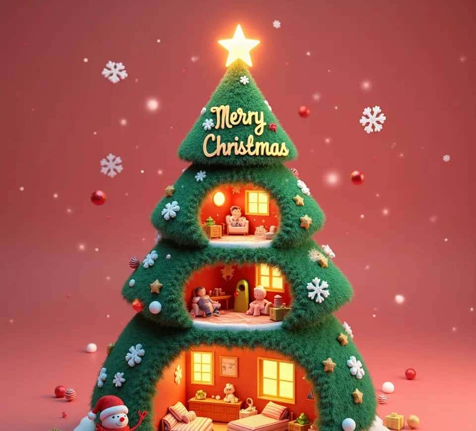 AI关键词分享|c4d圣诞树海报