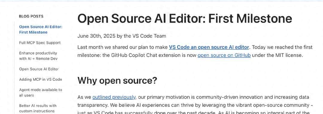 微软 GitHub Copilot Chat 扩展正式开源