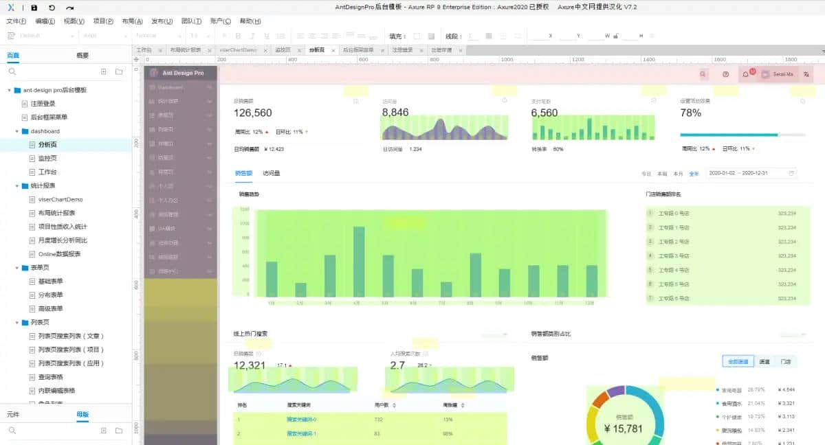 Ant Design Pro版中后台原型模板及元件库Axure rplib组件