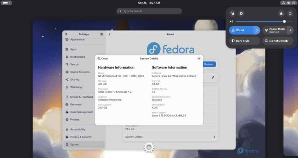 Fedora 43 正式发布:Wayland 全面接管,GNOME 49 + 内核 6.17 到位!