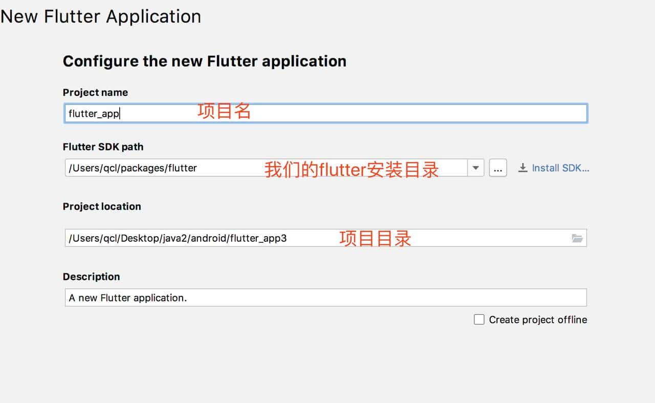 创建属于自己的第一个flutter项目