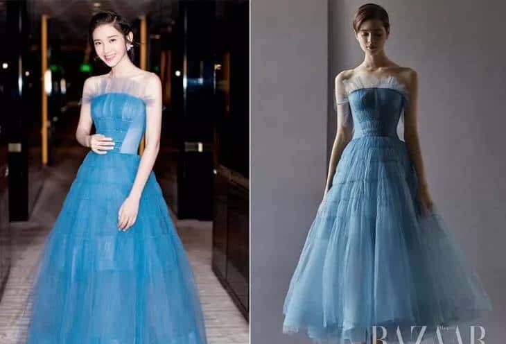 是唐艺昕的蓝纱裙仙气十足,还是杨颖的黑白裙更优雅?