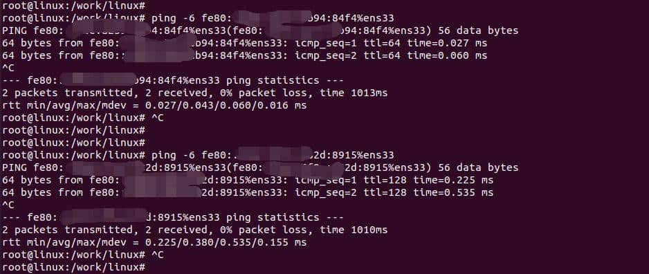 linux实例之如何pingIPV6地址