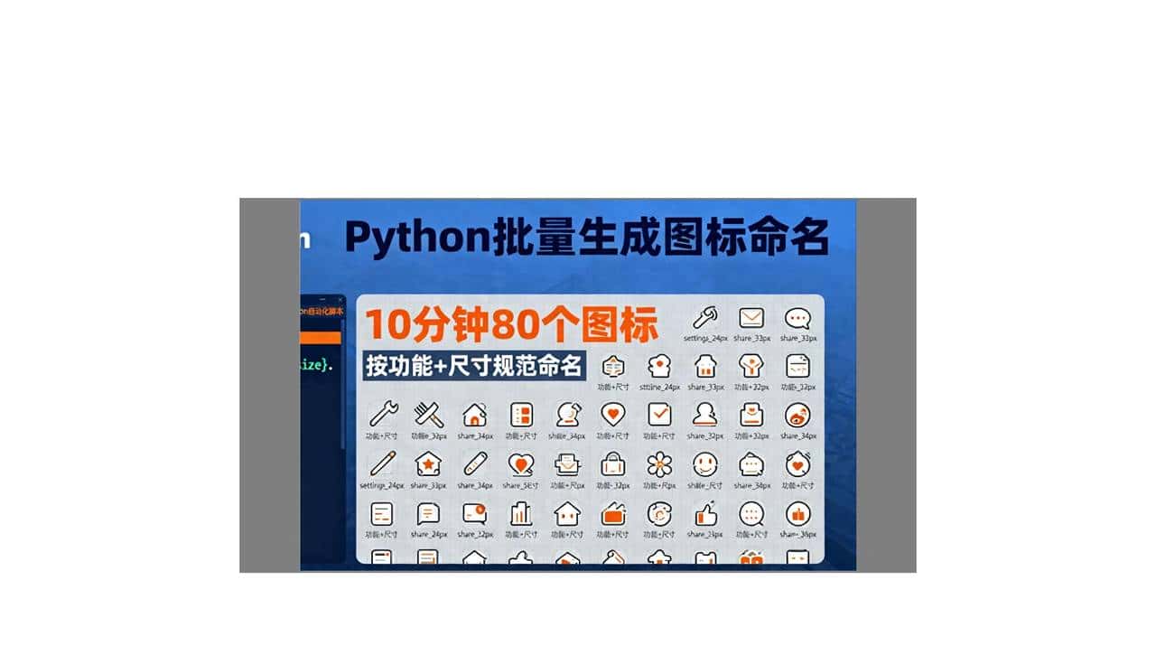 用 Python 批量生成图标命名 10 分钟给 80 个图标按 功能 + 尺寸 规范命名 - 鹿快