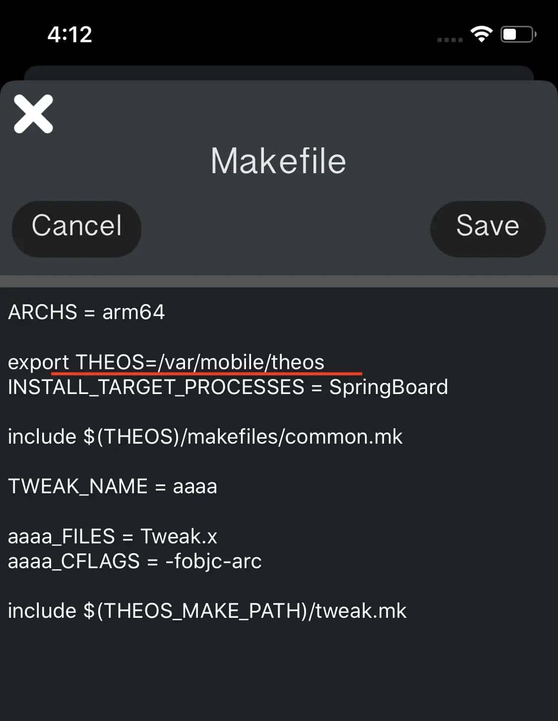 在苹果iPhone手机上编写ios越狱插件deb[超简单]