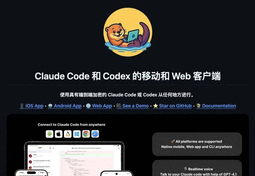这个GitHub项目牛逼!在手机上用ClaudeCode或Codex。