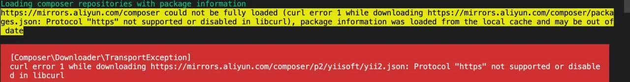 macos composer update报错 ….. Protocol “https” not supported or disabled in libcurl - 鹿快