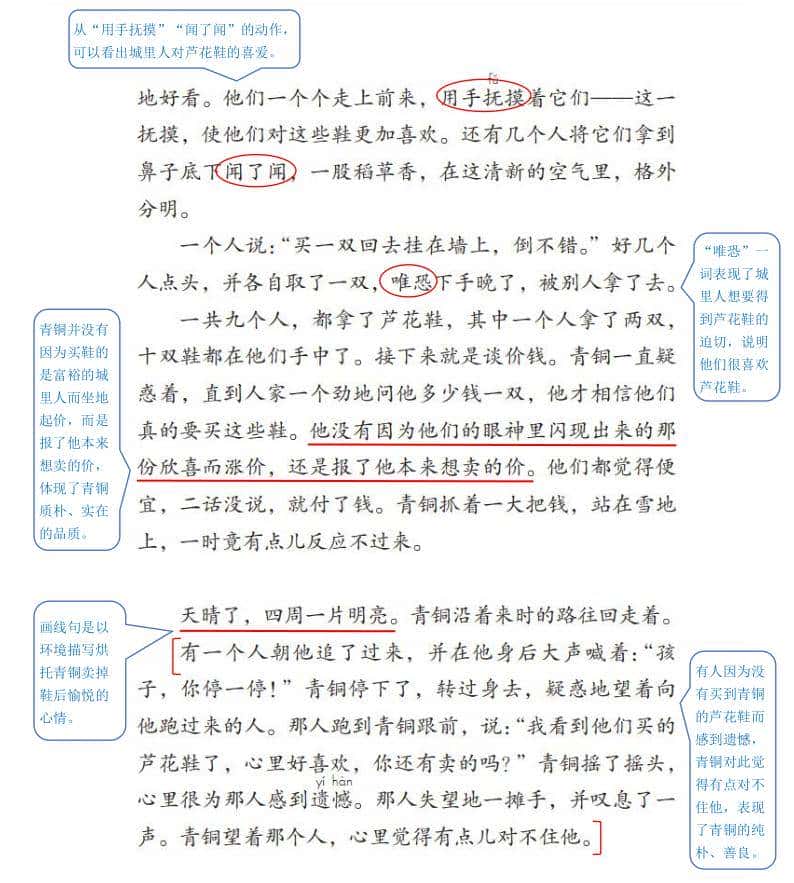 小学四年级下语文20课《芦花鞋》课堂笔记、练习题及阅读题