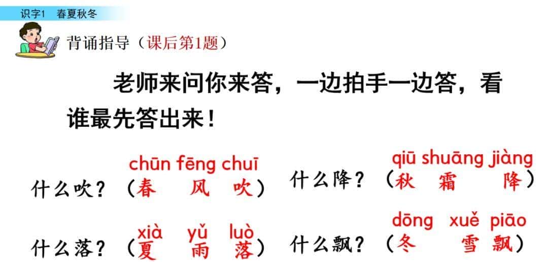 部编版一年级下册语文《春夏秋冬》知识点+图文讲解，给孩子预习