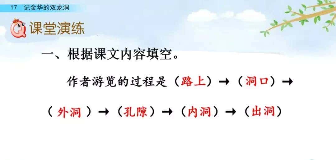 四年级下册语文第17课《记金华的双龙洞》图文详解及同步练习