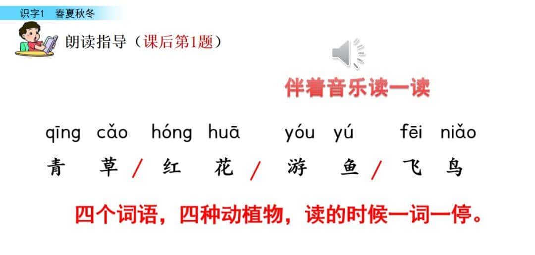 部编版一年级下册语文《春夏秋冬》知识点+图文讲解，给孩子预习