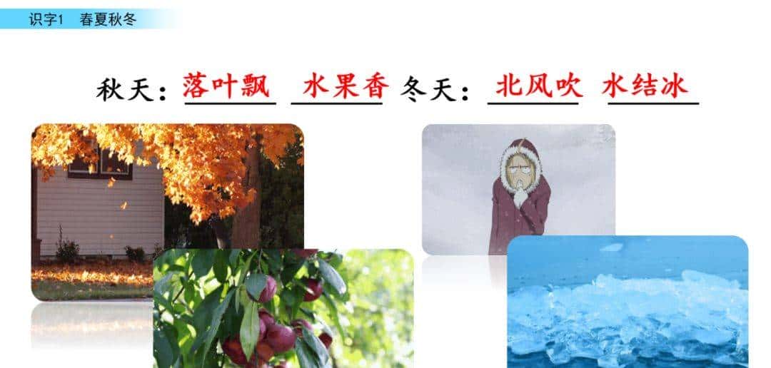 部编版一年级下册语文《春夏秋冬》知识点+图文讲解，给孩子预习