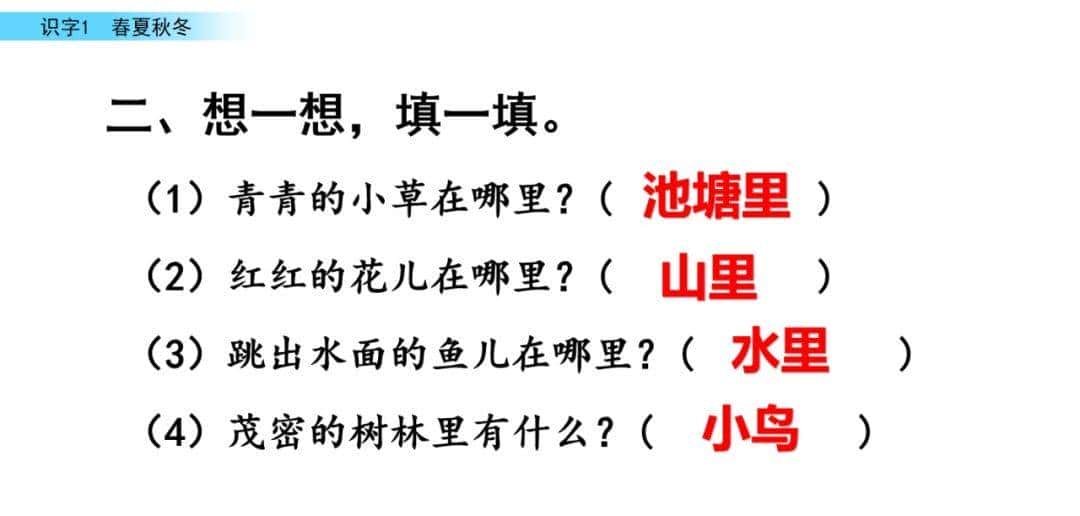 部编版一年级下册语文《春夏秋冬》知识点+图文讲解，给孩子预习