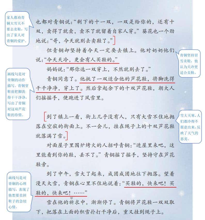 小学四年级下语文20课《芦花鞋》课堂笔记、练习题及阅读题