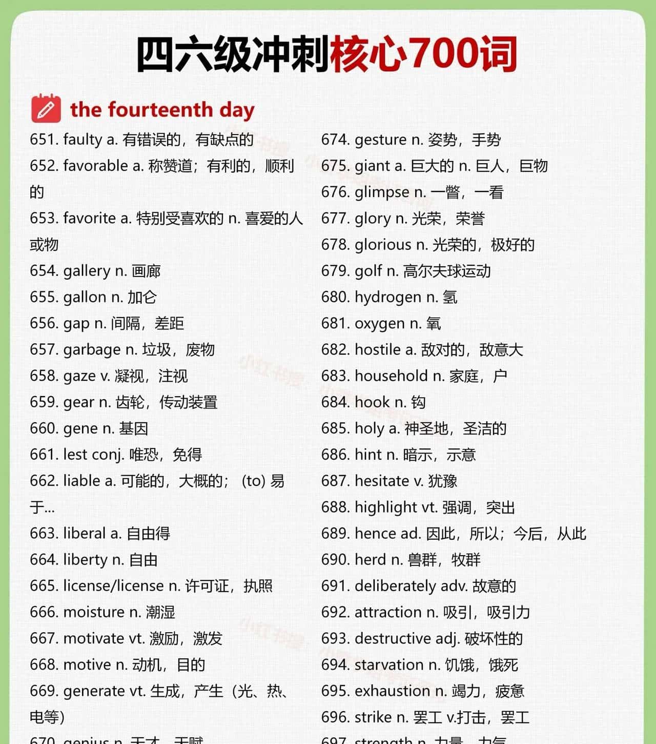 大学英语四六级高频核心700词(三)
