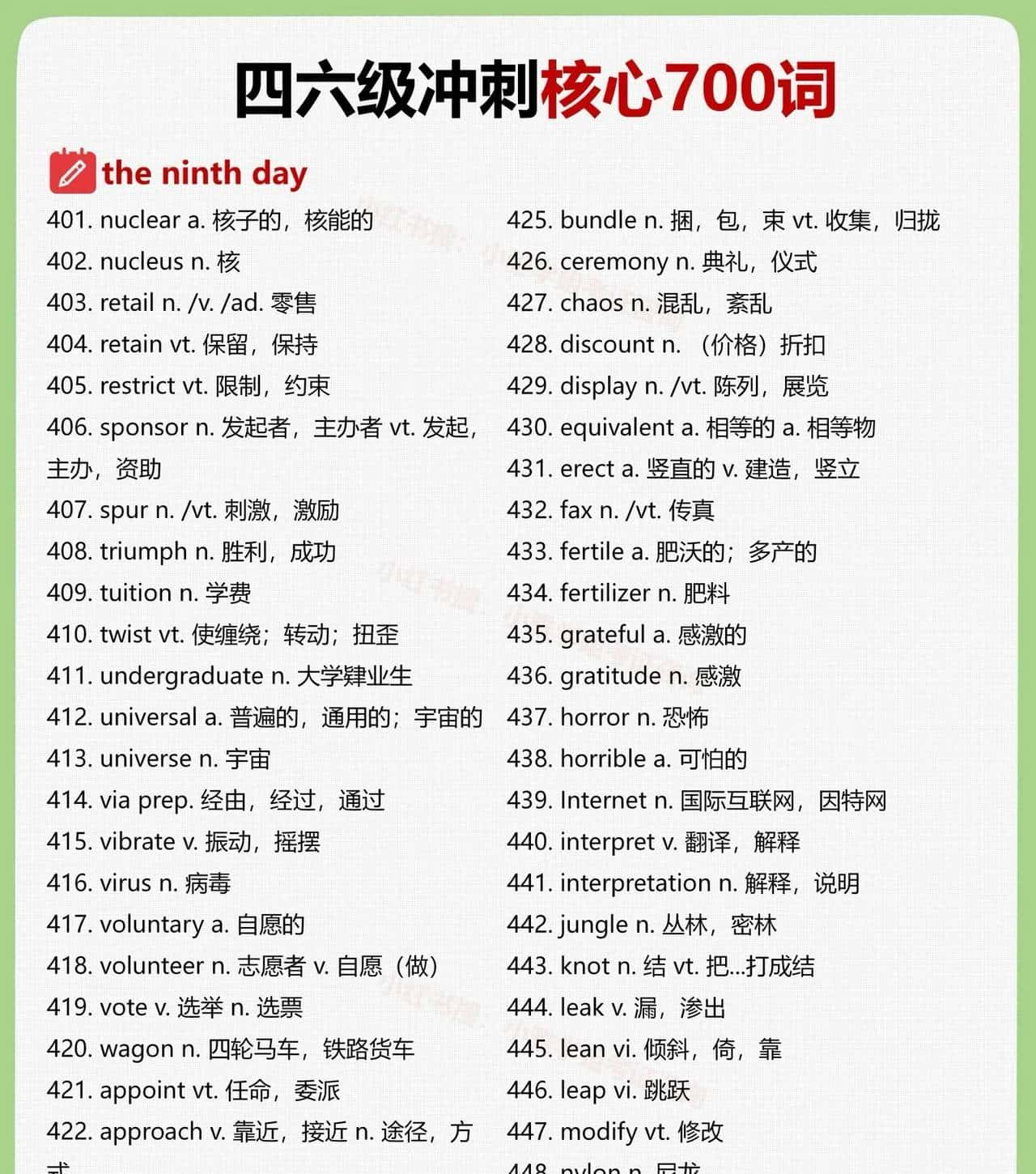 大学英语四六级高频核心700词(三)