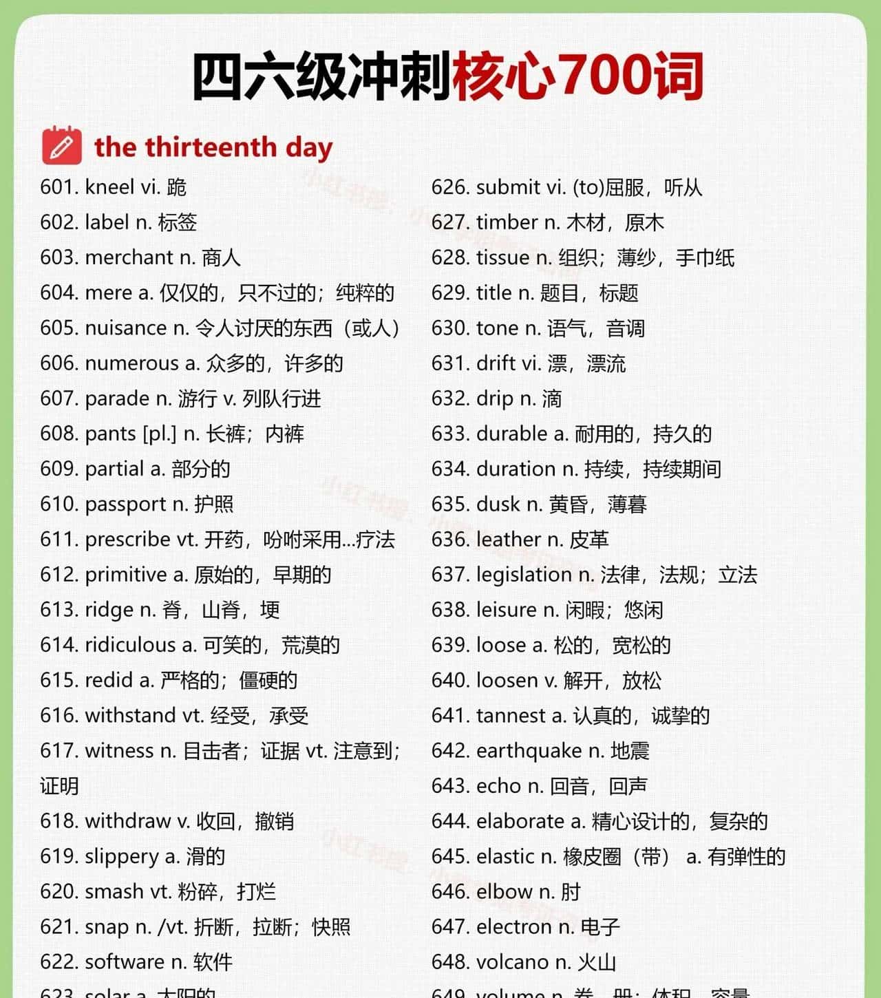 大学英语四六级高频核心700词(三)