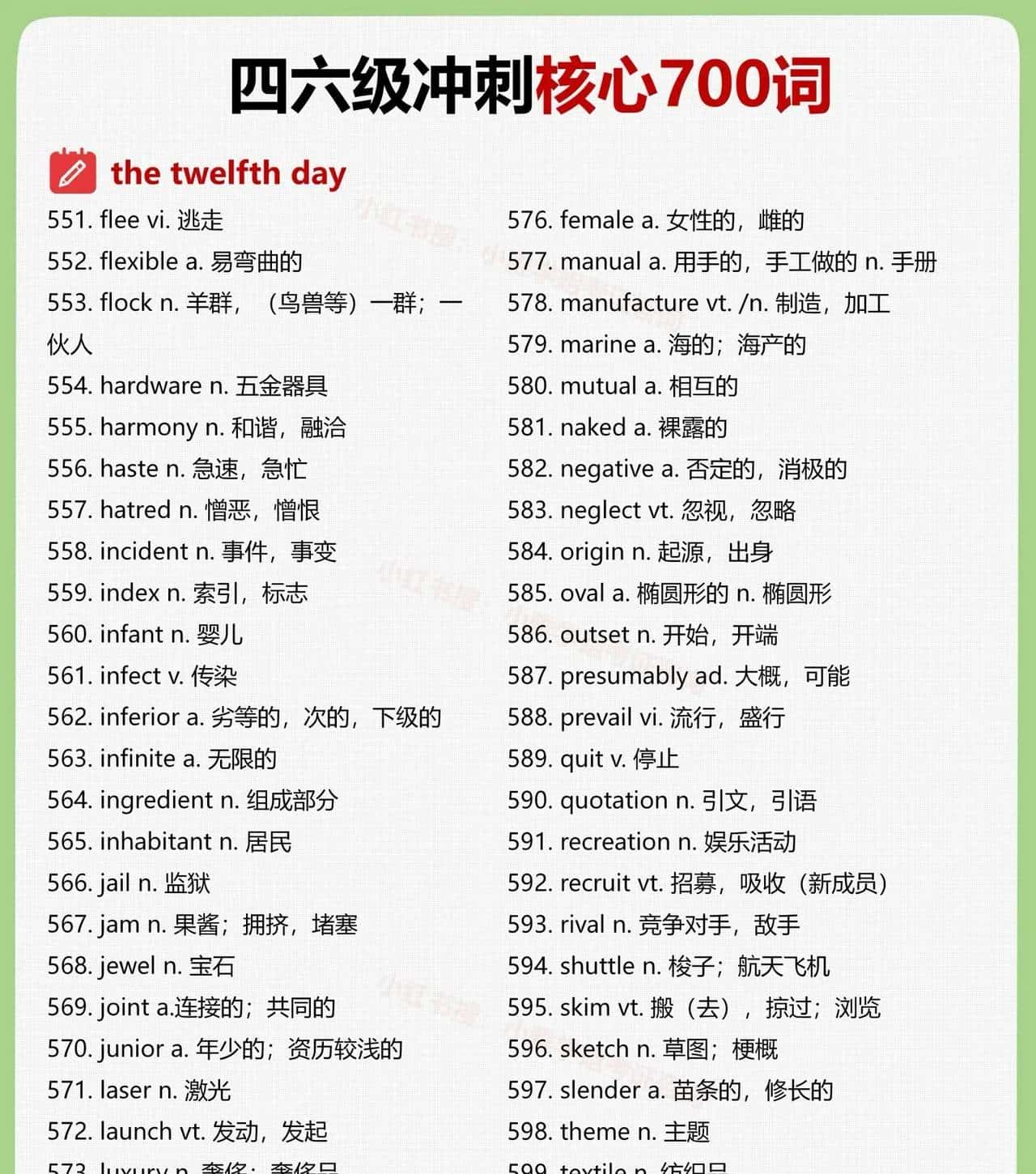 大学英语四六级高频核心700词(三)
