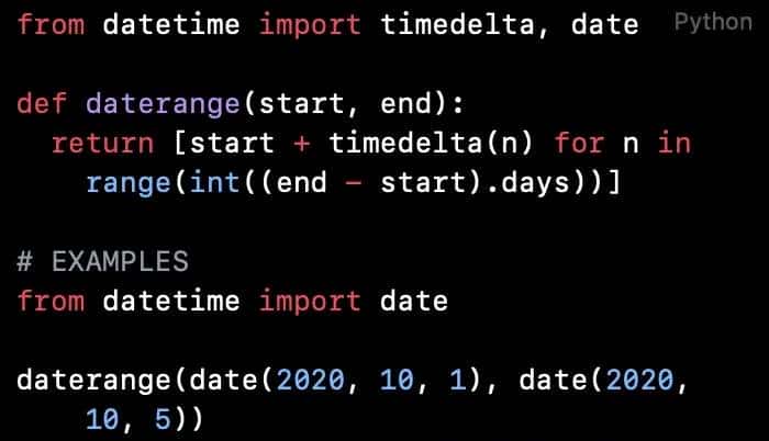 Python代码阅读（第77篇）：生成指定日期之间的日期列表 - 鹿快