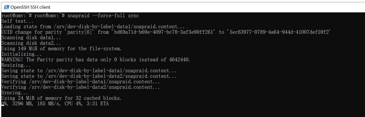 更换SnapRaid校验盘的方法