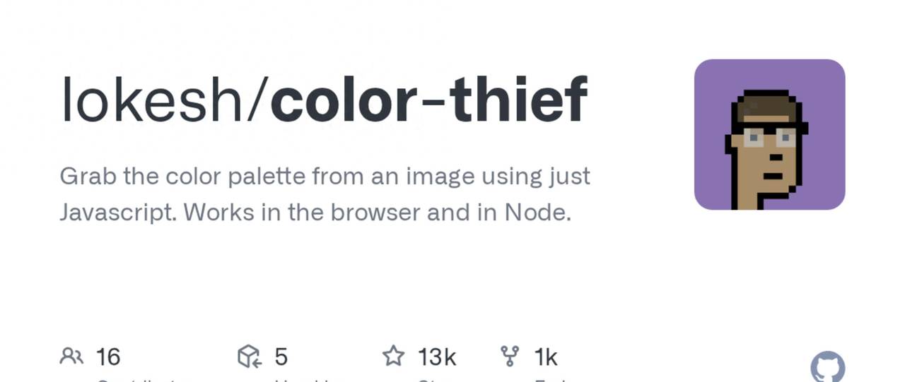 每日GitHub精选：一行代码精准提取主色调神器 - 鹿快