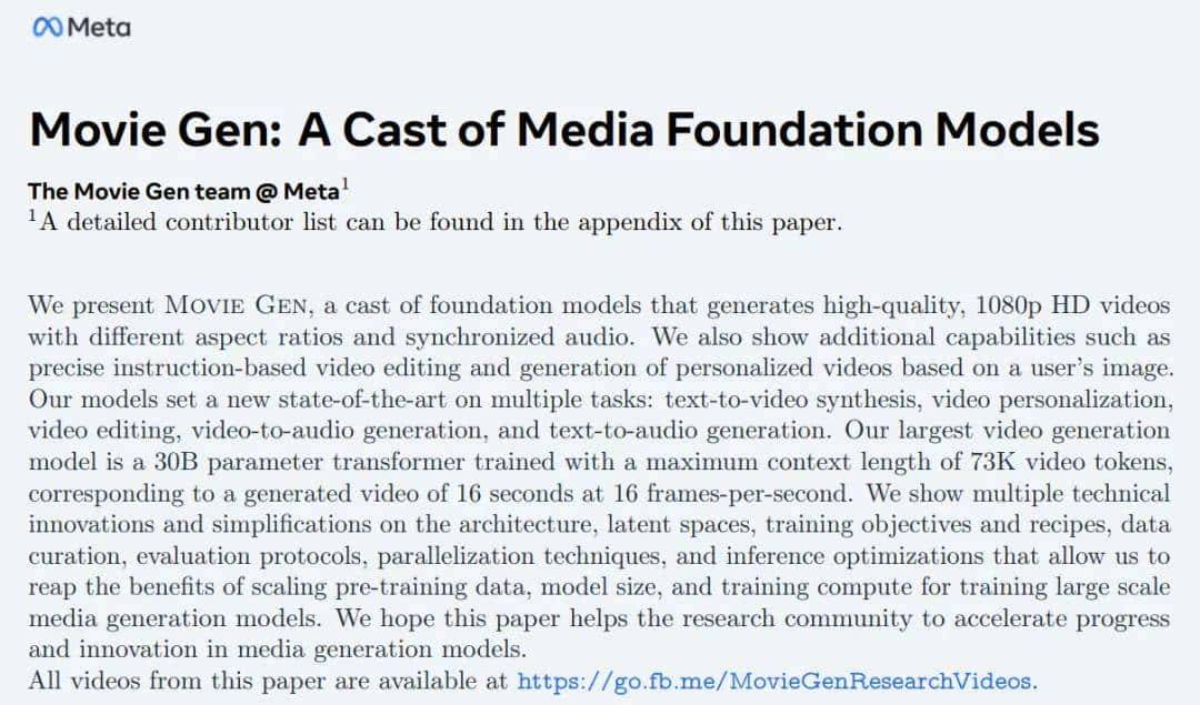Meta又给OpenAI一记重击,视频生成Movie Gen登场,可以配音、编辑