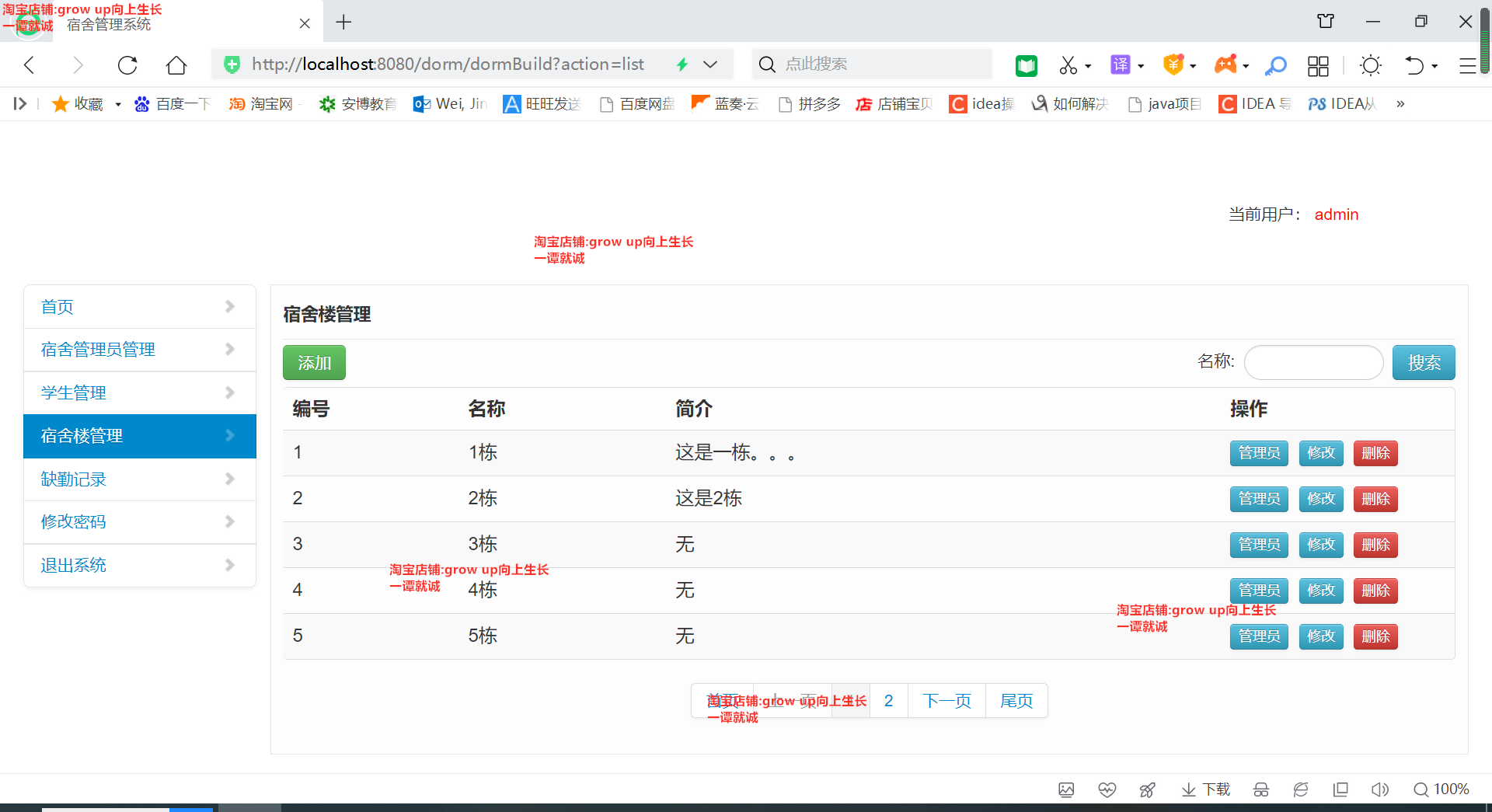 javaweb宿舍管理系统源码+文档+数据库文件+部署运行视频+工具