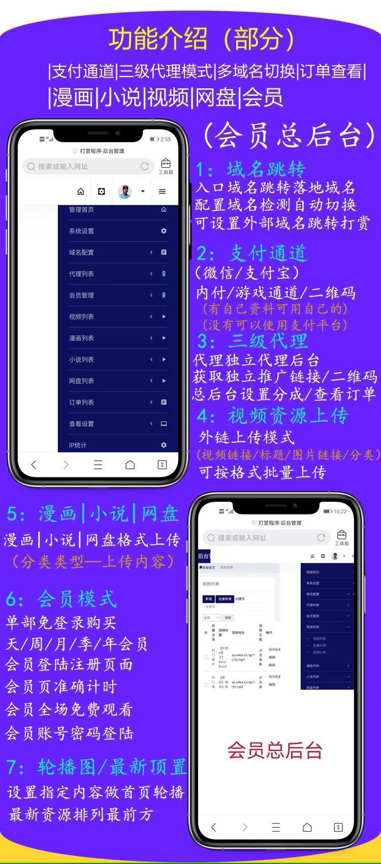 视频打赏系统 小说付费 在线视频单独购买包天包月源码搭建售源码