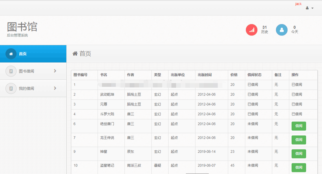 springboot简单图书馆管理系统java书店书籍借阅管理jsp源码mysql